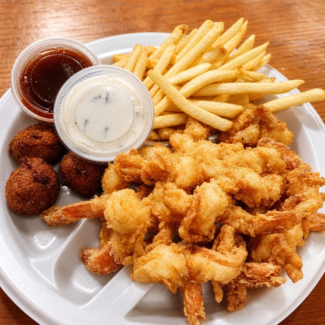 6 Fried Shrimp.